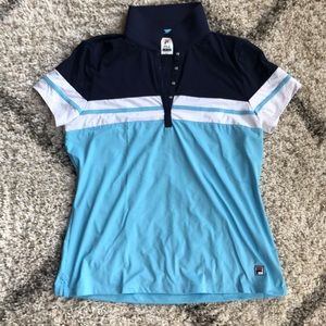 ✨5/$25✨ FILA Blue & White Striped Polo. Size XL